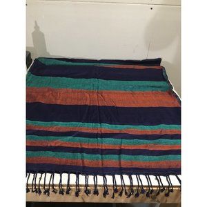 PinkHouse handmade in India reversible striped floral large blanket scarf wrap